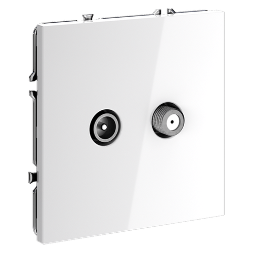 Розетка телевизионная встраиваемая VOLTUM S70 оконечная TV+SAT, (белый глянцевый)