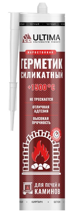 Купить Герметик силикатный для печей и каминов, Ultima,1500, 230мл (1 уп - 12 шт) недорого со склада в Хабаровске, Якутске, Владивостоке, Южно-Сахалинске, Благовещенске