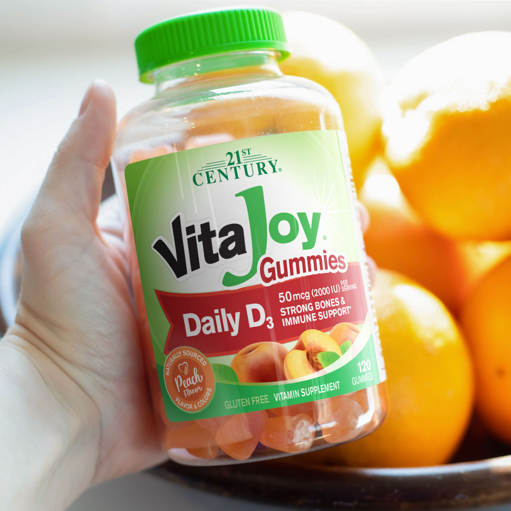21st Century, VitaJoy®, жевательные таблетки с витамином D3, со вкусом персика, 120 жевательных таблеток