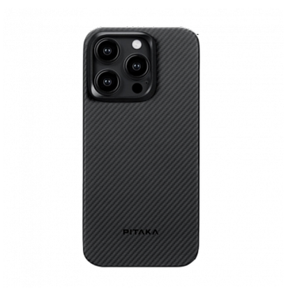 Чехол iPhone 15 Pro Max Pitaka MagEZ Case 4 Aramid Fiber 600D (черный/серый)
