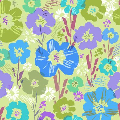 Маковое поле в зеленом и синем