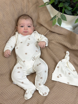 Комбинезон швы наружу на молнии Лапки Рубчик Экрю RinaAmari