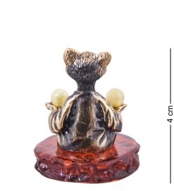 Народные промыслы AM-3863 Фигурка «Кот Равновесие» (латунь, янтарь)