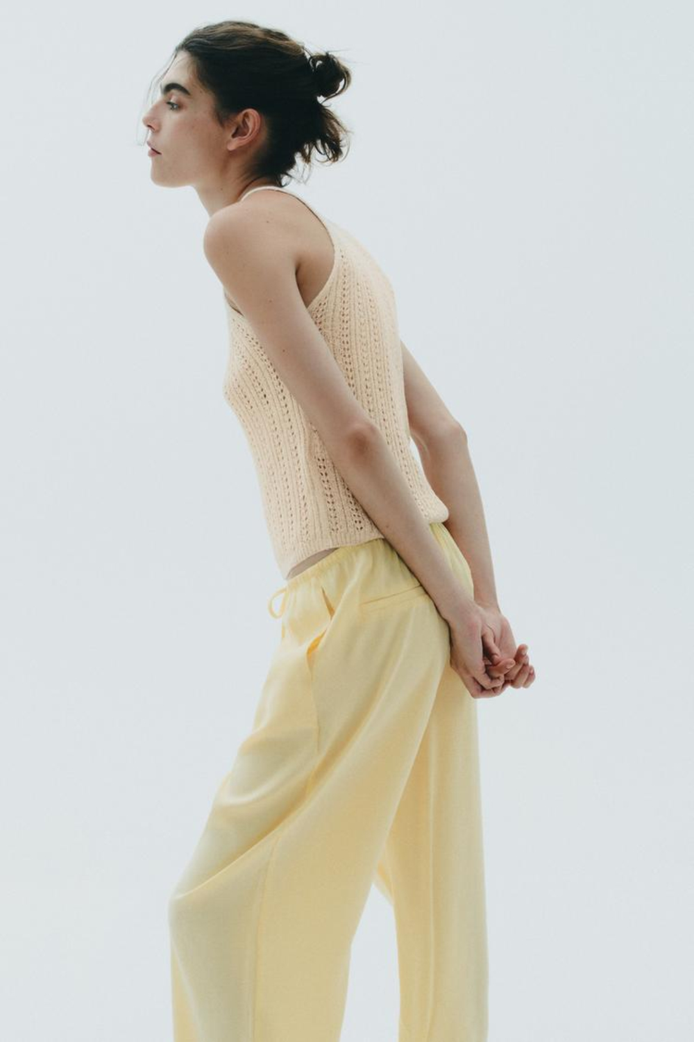 ZARA ТОП АЖУРНОЙ ВЯЗКИ, СВЕТЛО-БЕЖЕВЫЙ