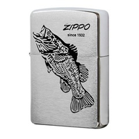 Зажигалка серебристая матовая Zippo Black Bass с покрытием Brushed Chrome