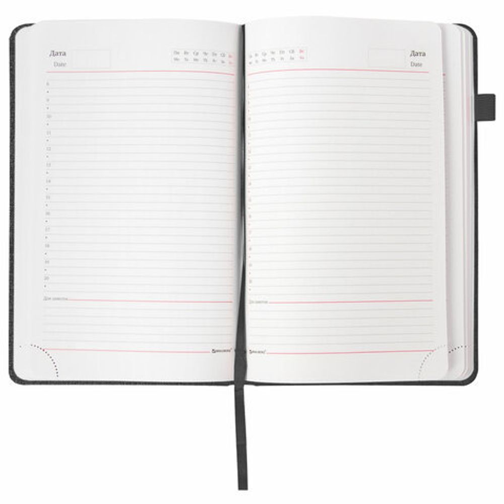 Ежедневник недатированный А5 138x213 мм BRAUBERG "Finest" под кожу, резинка, 136 л., черный, 111869