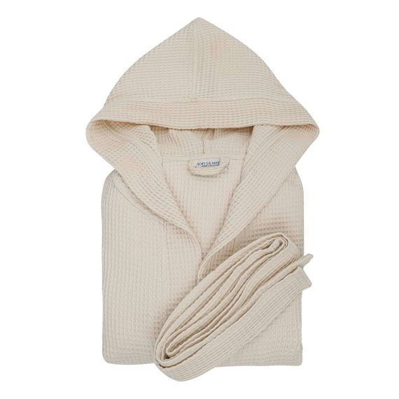 Naomi (крем) L (р.54-56) Халат вафельный с капюшоном
