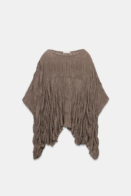ZARA ТОП-НАКИДКА, СЕРОВАТО-КОРИЧНЕВЫЙ