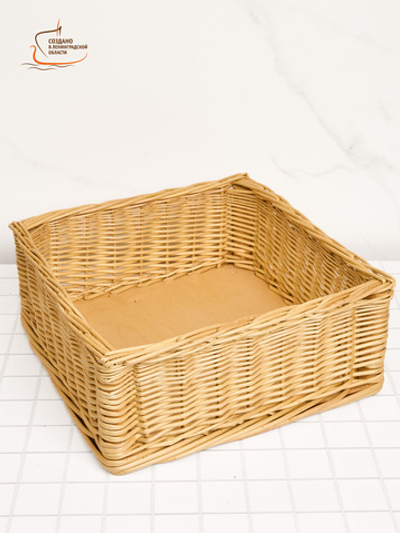 Корзина плетёная из ивовой лозы интерьерная, органайзер для хранения продуктов, кухонных принадлежностей, косметики, длина 32 см ширина 32 см высота 13 см