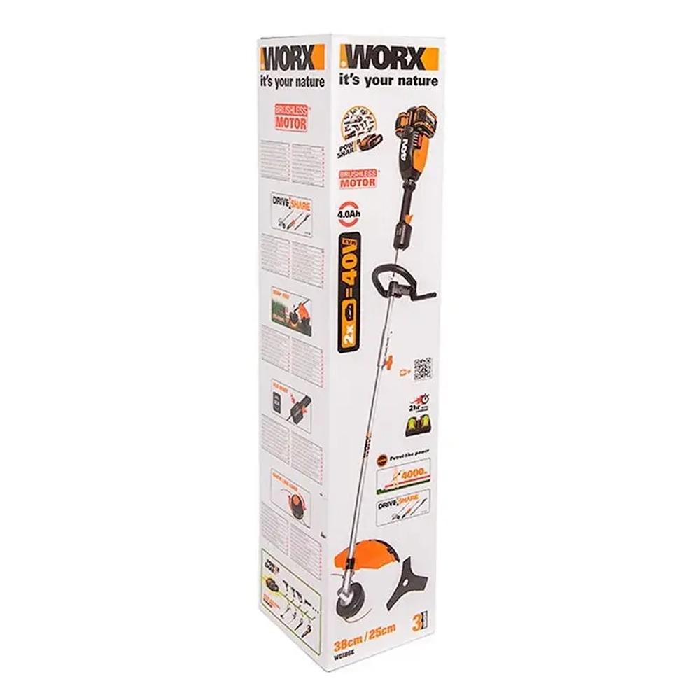 WORX WG186E.1 триммер аккумуляторный (2 x 4 Ач, ЗУ)