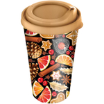 Стакан с крышкой 550мл «IZI-GO» с декором (золотой)