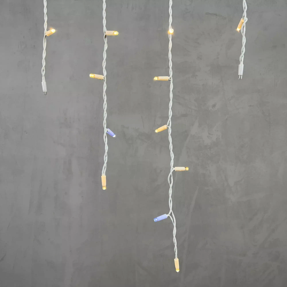 Светодиодная бахрома с колпачком 3,2*0,9 м., 168 теплых белых LED ламп, мерцание, каучуковый белый провод, LTC (LL168BLW-8-2WW)