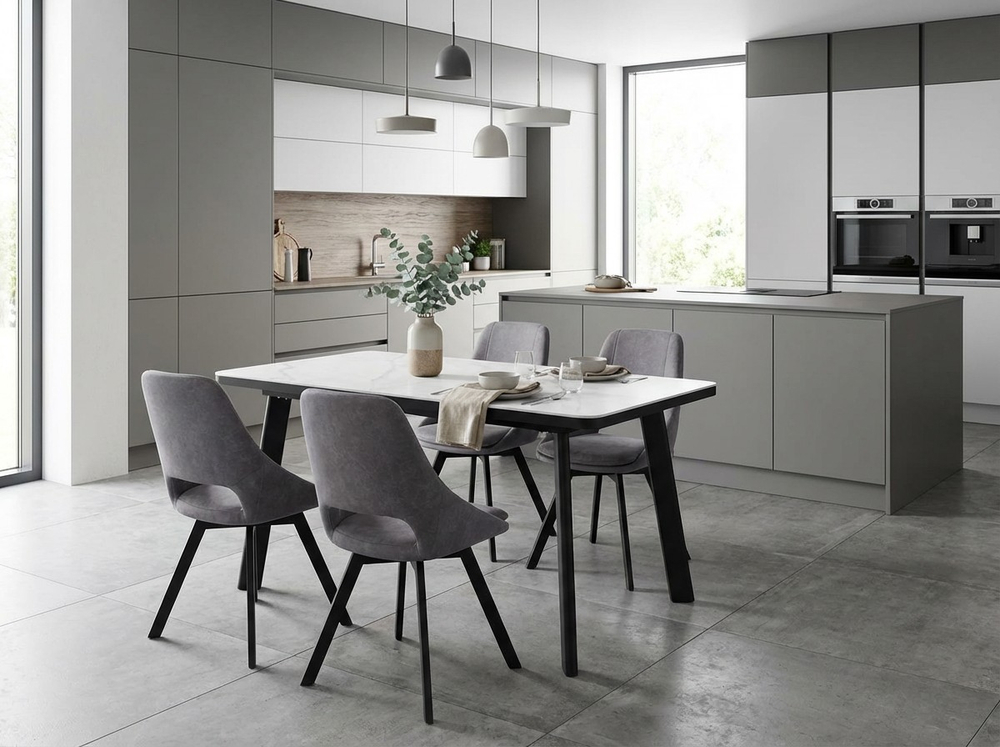 Стол М-City DISAUR Норд 140 Оникс, керамика, Черный каркас