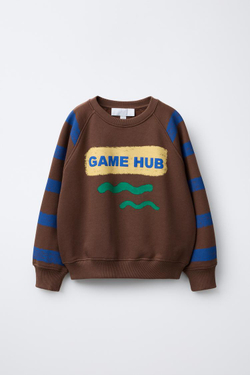 ZARA ТОЛСТОВКА С ПРИНТОМ «ФОРМЫ», КОРИЧНЕВЫЙ