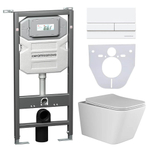 Комплект подвесной безободковый унитаз Ceramica Nova Metric + инсталляция с клавишей смыва, белая глянцевая CN3007_1002W_1000