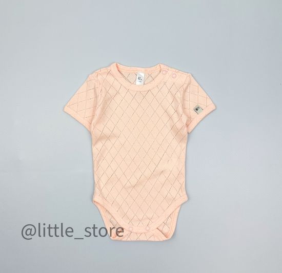 Боди ажурное с коротким рукавом, Персиковое