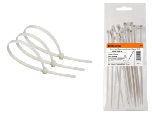 Хомуты нейлоновые белые 120х4,8мм (50шт/уп) TDM