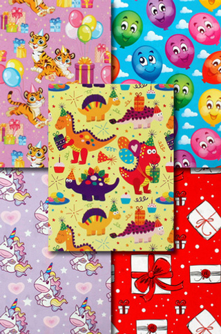 Бумага глянцевая 68*98см Детский микс 1лист