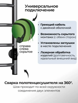 Полотенцесушитель электрический графит с полкой 600х432 VERSO