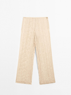 Massimo Dutti Струящиеся брюки в складку - Limited Edition, ванильный