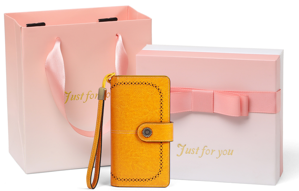 VINEY Cow Leather Wallet, Clutch, Coin Purse Small Women"s Vintage Brown