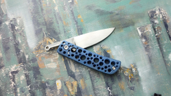 Складной фрикционный EDC нож Shokuroff knives "Сырный" custom синий титан