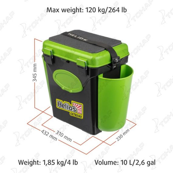 Ящик зимний Helios &quot;FishBox&quot; односекционный (10л) зеленый