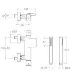 Смеситель термостатический для ванны (каскад) с душевым комплектом ALEXIA 363901DGR графит