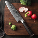 Кухонный нож Xinzuo B1H Santoku нож 7 дюймов клинок 67 Layers Damascus рукоять дерево pakka, длина лезвия 17,6 см