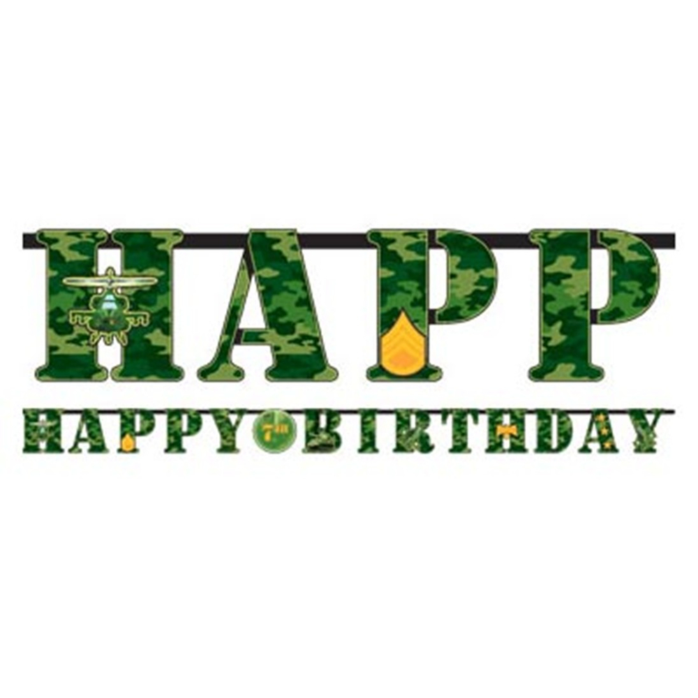 Гирлянда-буквы «Happy birthday. Камуфляж» с наклейками цифрами, 320 см