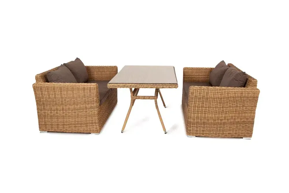 "Мокко" обеденная группа плетеная из ротанга, цвет соломенный