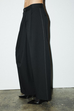 ZARA БРЮКИ С ОТДЕЛКОЙ СТРОЧКОЙ, МОРСКОЙ ТЕМНО-СИНИЙ