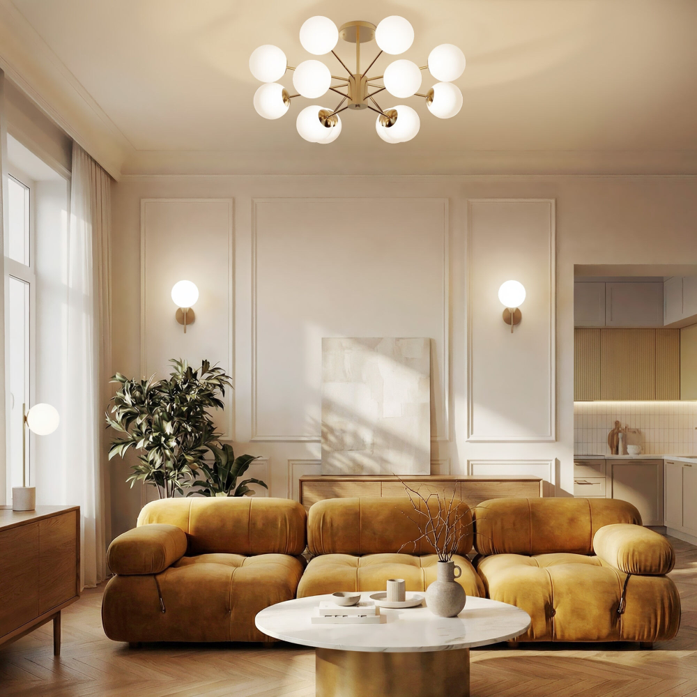 Потолочный светильник со стеклянными плафонами 502002/12 латунь