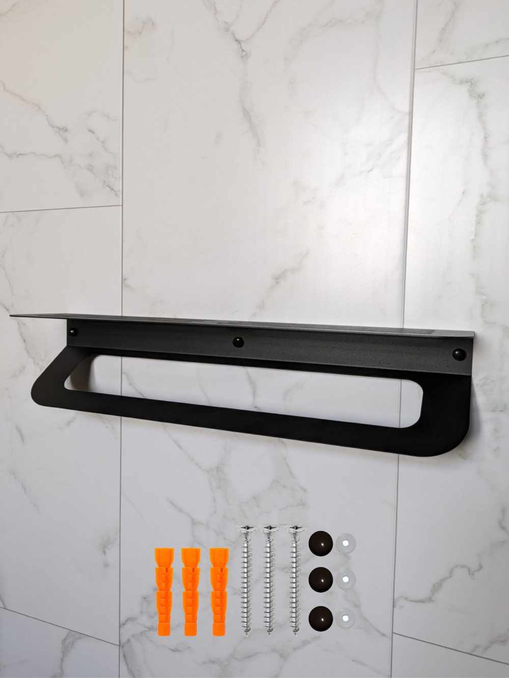 Полка для ванной комнаты 54см с держателем полотенец