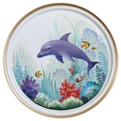 Жостовский поднос декоративный, размер 30 см (A9), металлический