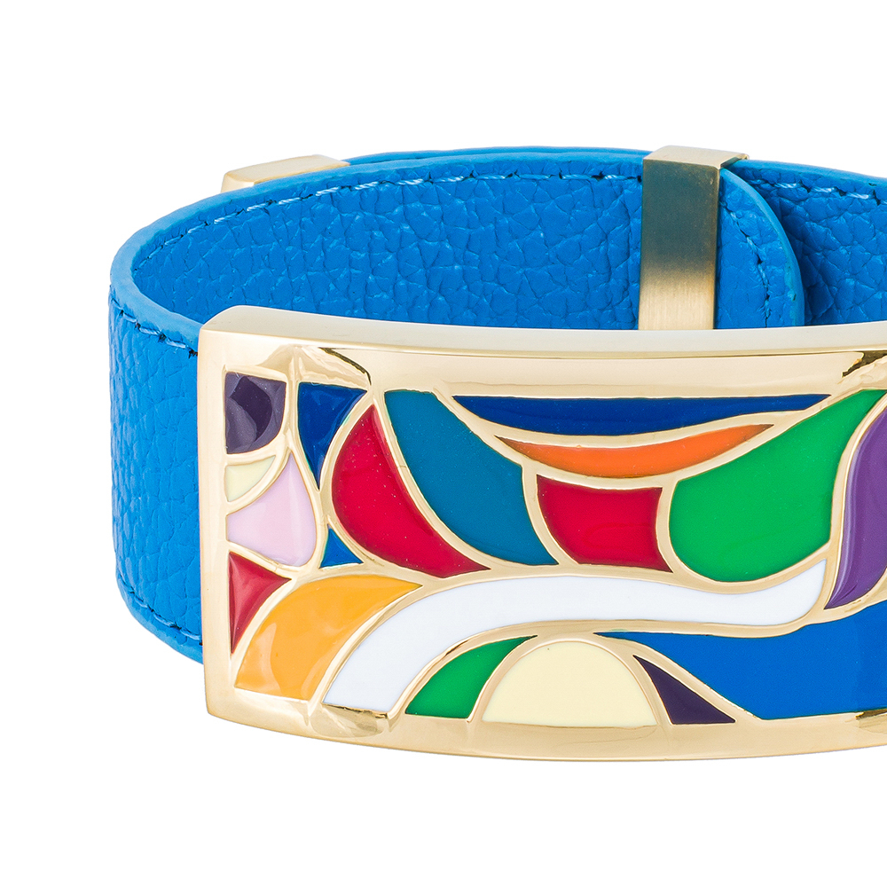 Браслет Fiore Luna на голубом кожаном ремешке CB13600-13