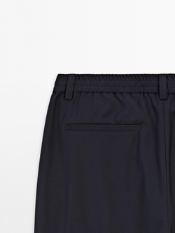 Massimo Dutti Брюки-джоггеры из шерстяной смеси, темно-синий