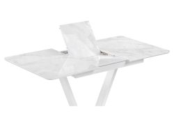 Стол на тумбе Бугун 120(160)х80х77 белый мрамор / белый