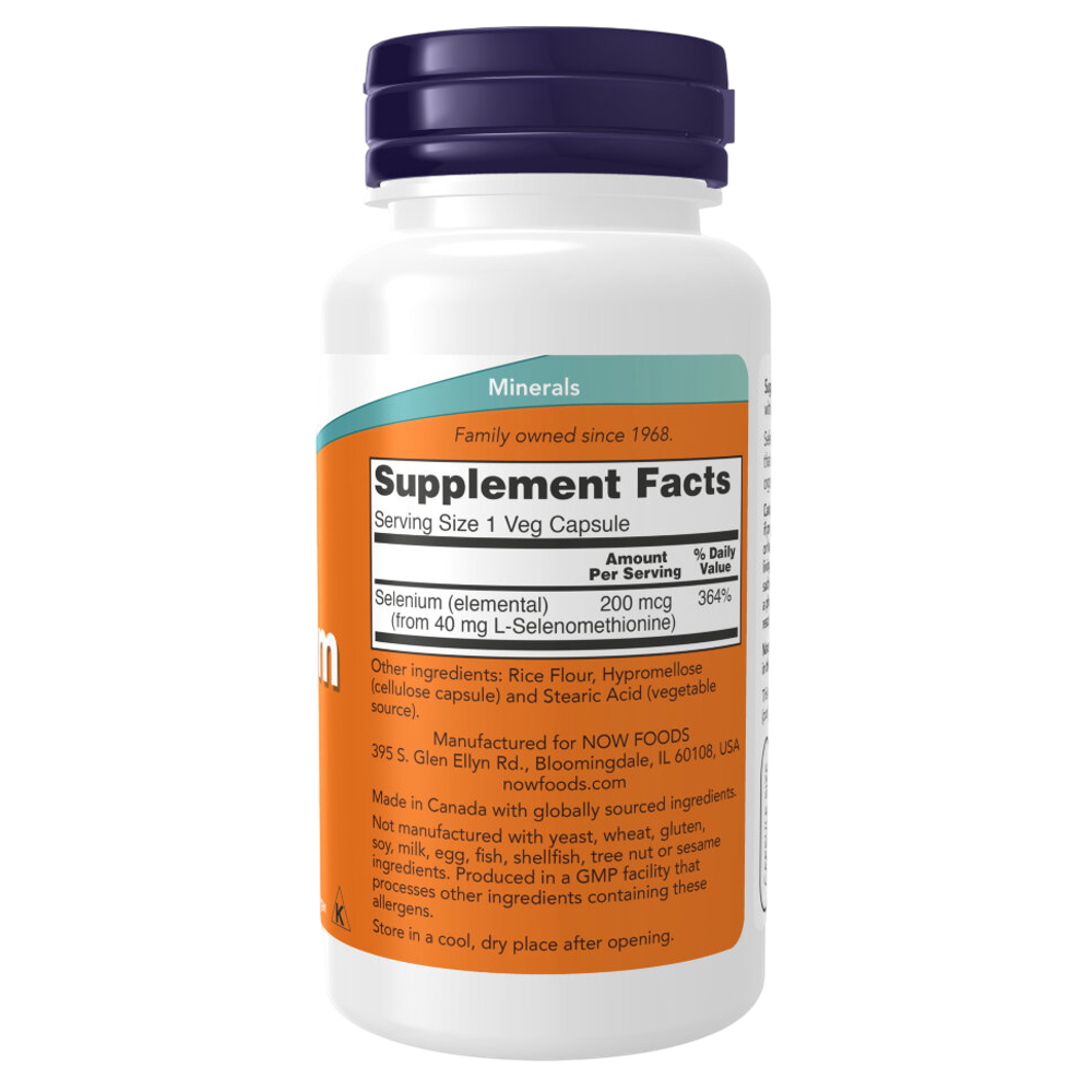Now Foods Selenium 200 mcg 90 veg capsules, Селен