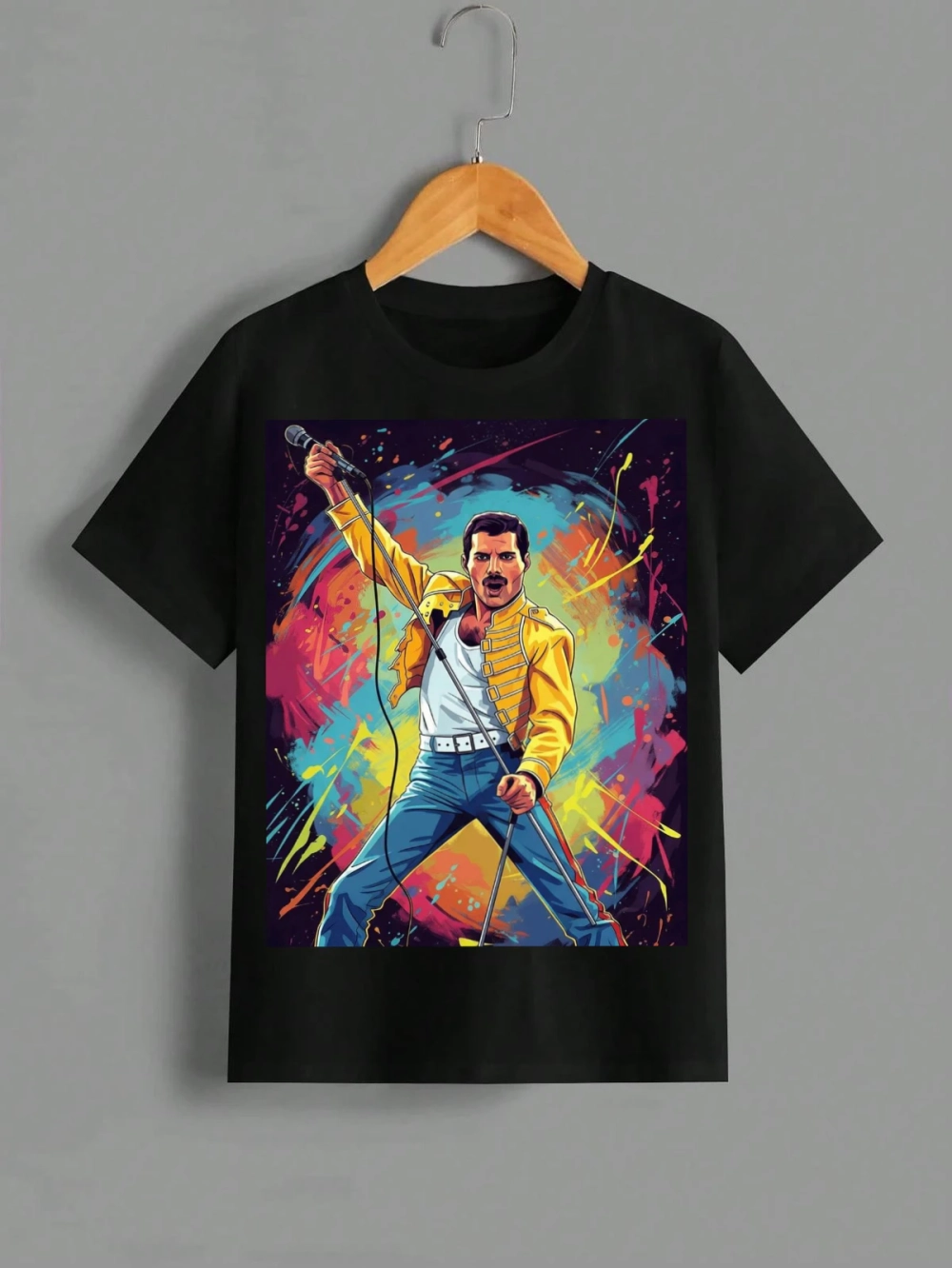 Футболка с принтом "Фреди" черная ДТФ