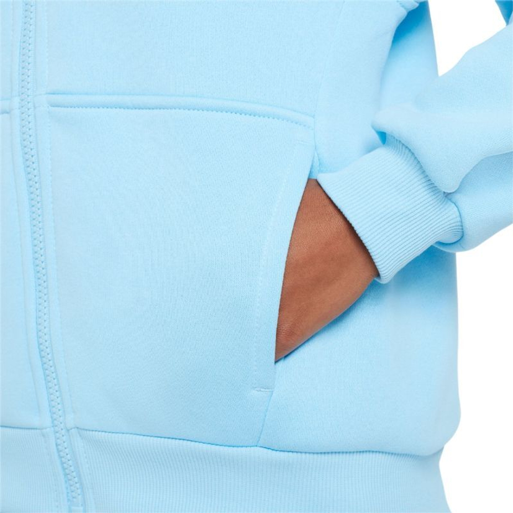 Кофта для девочки теннисная  Nike Kids Club Fleece Full-Zip Hoodie - aquarius blue/white