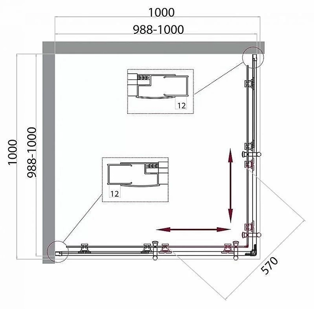 Душевой уголок BelBagno UNO 195-A-2-100 стекло прозрачное
