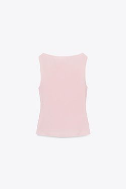 ZARA ТОП С ЦВЕТКОМ БЕЗ РУКАВОВ, РОЗОВЫЙ