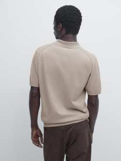 Massimo Dutti Поло из 100% хлопка, бежевый