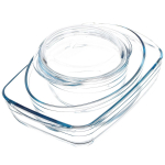 Форма для выпечки стекло, 3 шт, 30х21,35х23,18 см, 2.6,2,1.4 л, с крыш, бесцвет, Pyrex, Essentials,