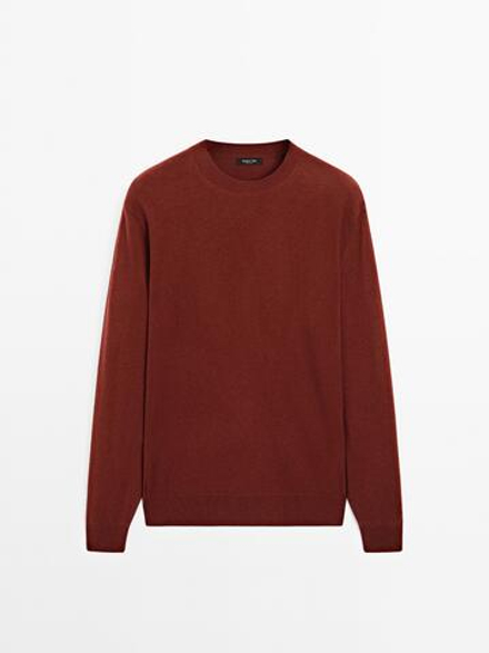 Massimo Dutti Свитер из смесовой шерсти с круглым вырезом, терракотовый
