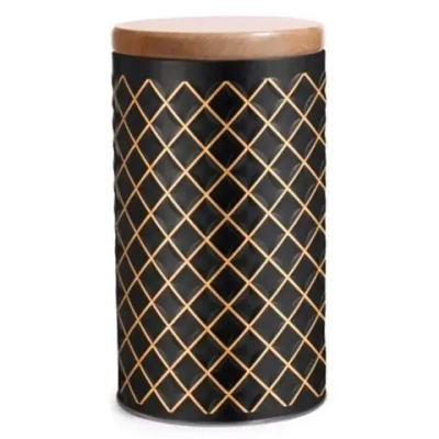 Банка жестяная Classico Nero для сыпучих продуктов, 1,6 л, круглая, с крышкой