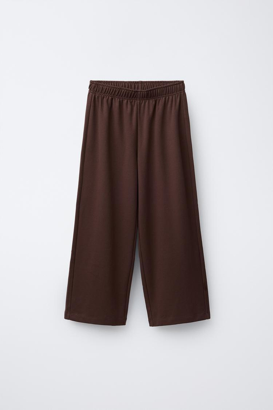 ZARA КОМПЛЕКТ ИЗ ТОЛСТОВКИ И БРЮК WIDE LEG ИЗ ФЛИСА, КОРИЧНЕВЫЙ