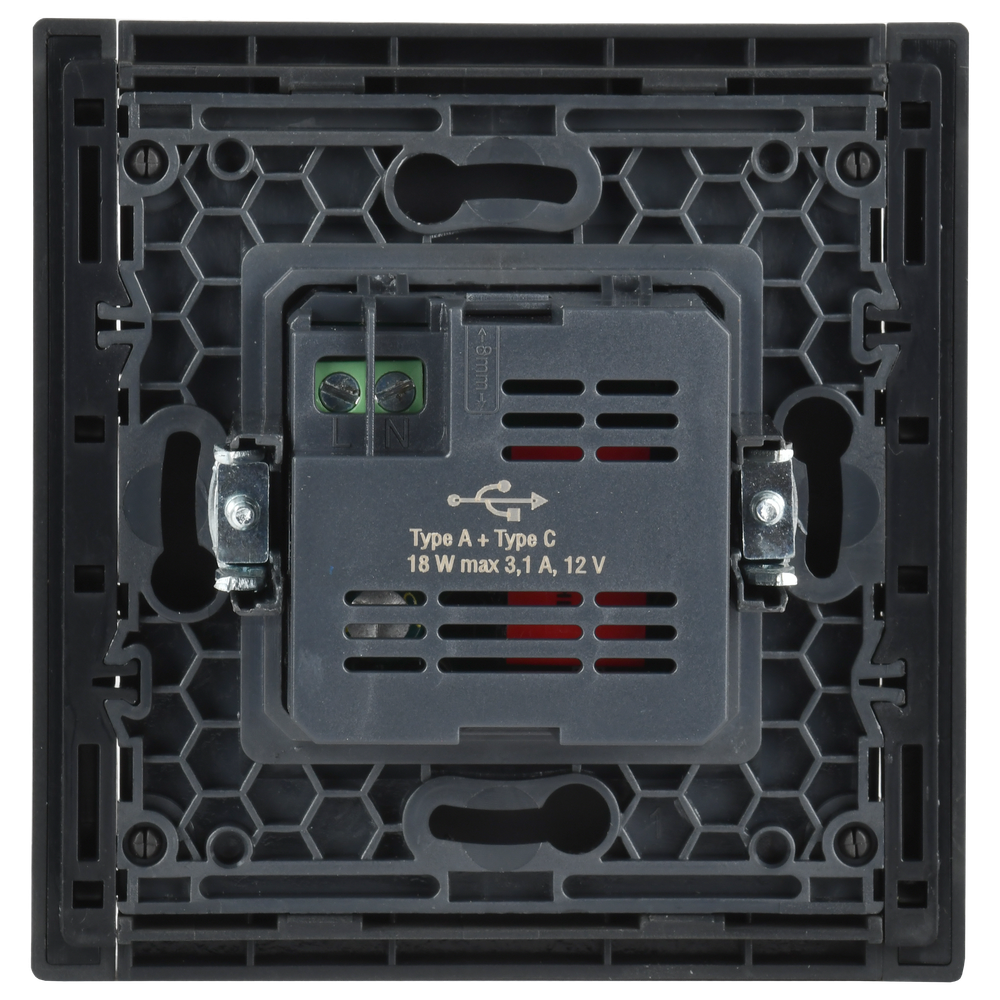 FORTE&PIANO Розетка USB A+C 18Вт FP351 серый IEK