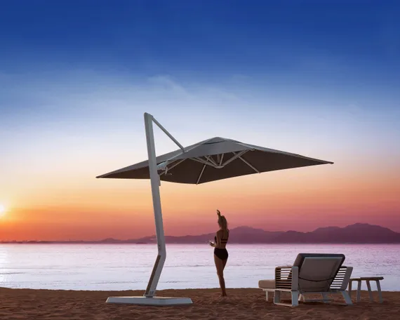 Зонт профессиональный Wing 3х3 м, тик, тортора. База и светильник в комплекте